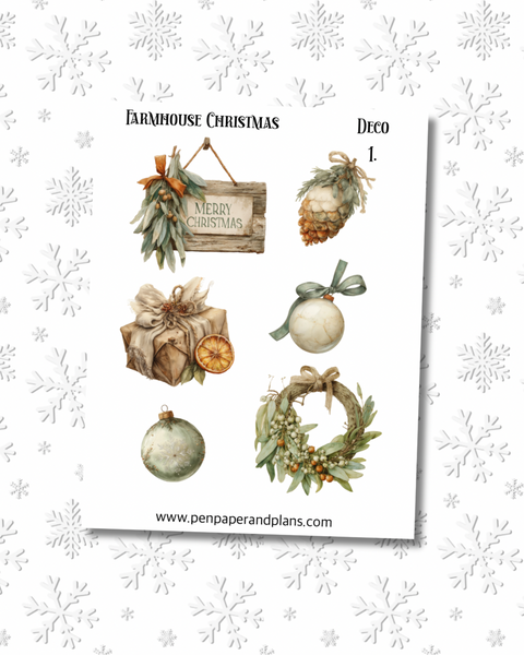 Farmhouse Christmas Deco Stickers