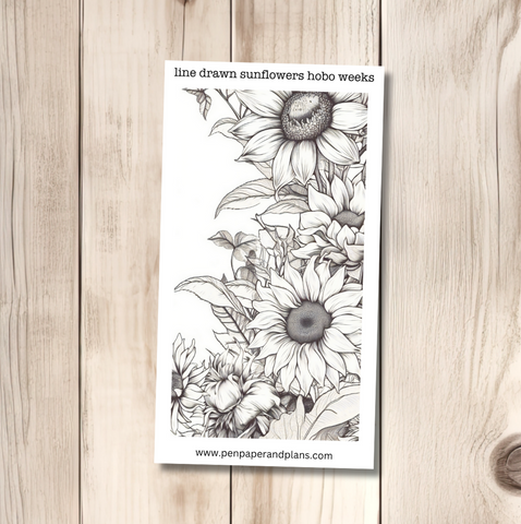 Line Drawn Sunflowers Hobo Weeks