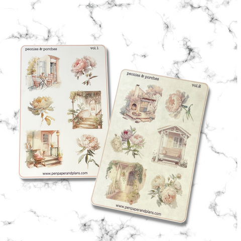 Peonies & Porches Sticker Sheets