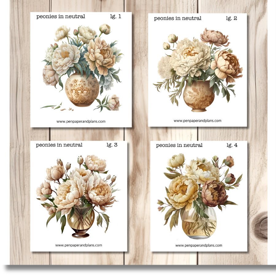 Peonies in Neutral Large-ish Stickers
