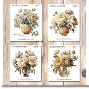 Peonies in Neutral Large-ish Stickers