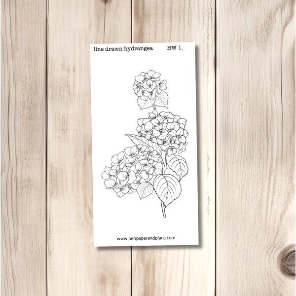 Line Drawn Hydrangea  Weeks Full Page Sticker