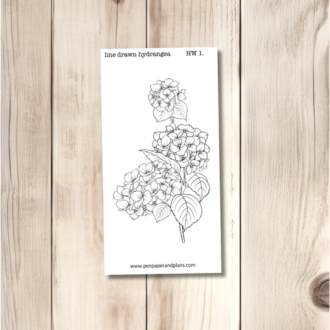 Line Drawn Hydrangea  Weeks Full Page Sticker