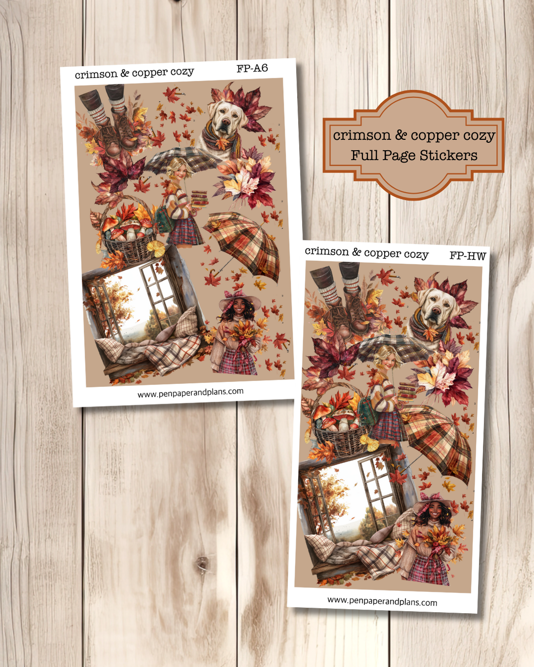 Crimson & Copper Cozy Full Page Sticker Sheets