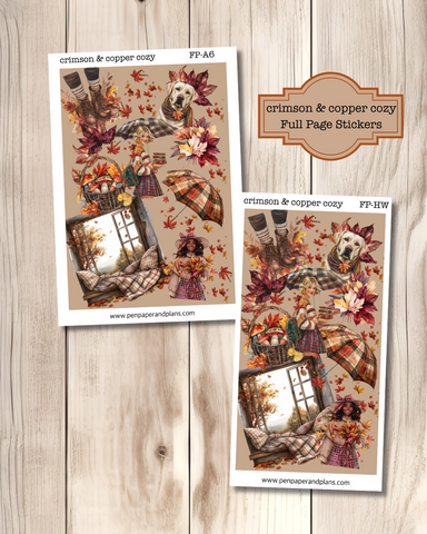 Crimson & Copper Cozy Full Page Sticker Sheets