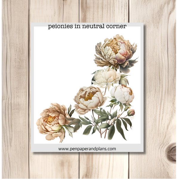 Peonies in Neutral Large-ish Stickers