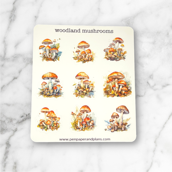Woodland Mushroom Sticker Sheets