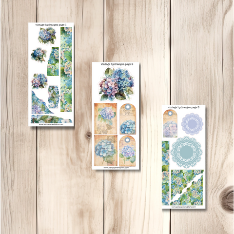 Vintage Hydrangea Decorative Stickers