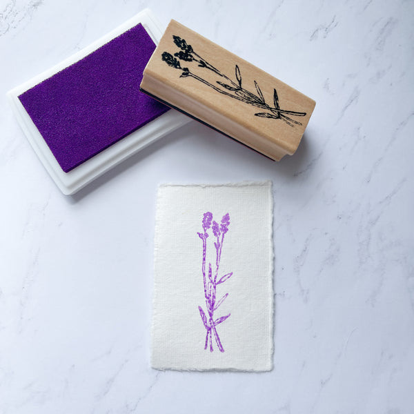 Lavender Wood Block Rubber Ink Stamp