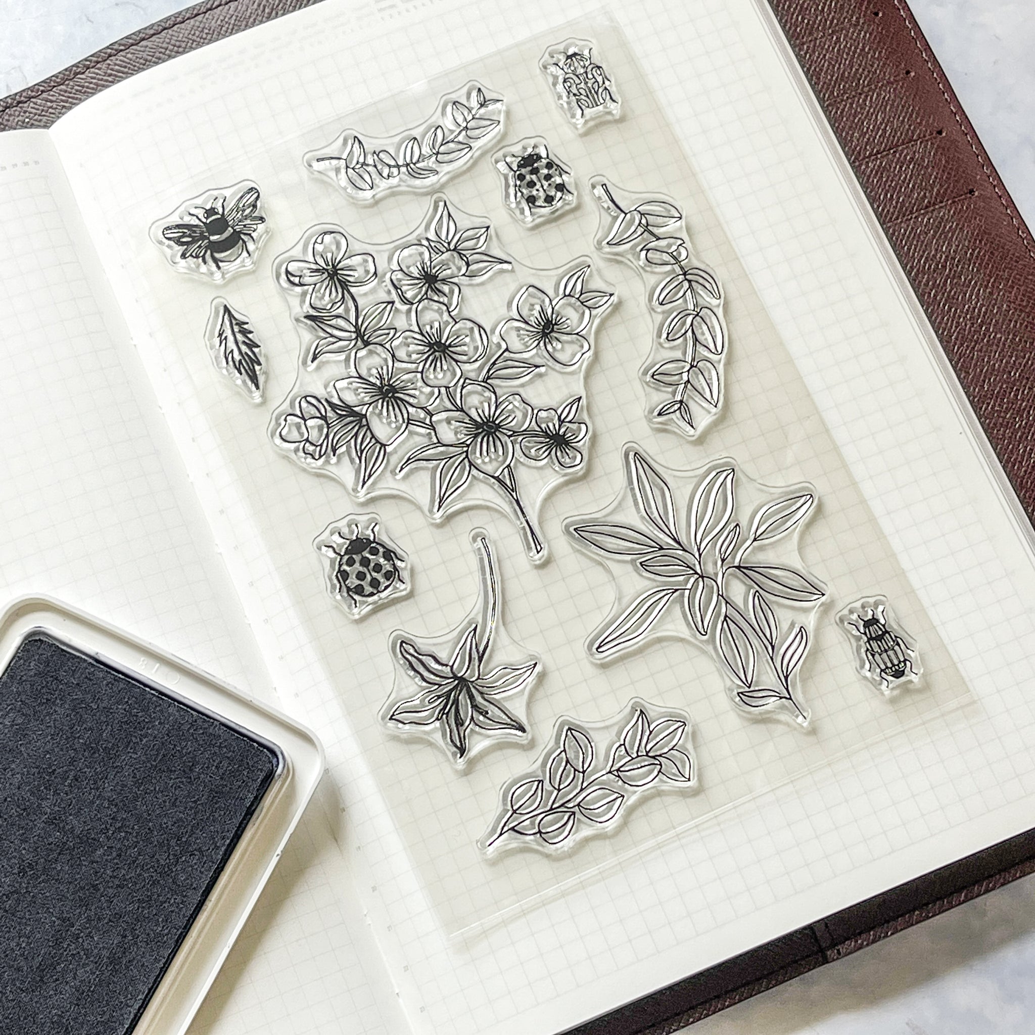 Florals & Tiny Insects Ink Stamp
