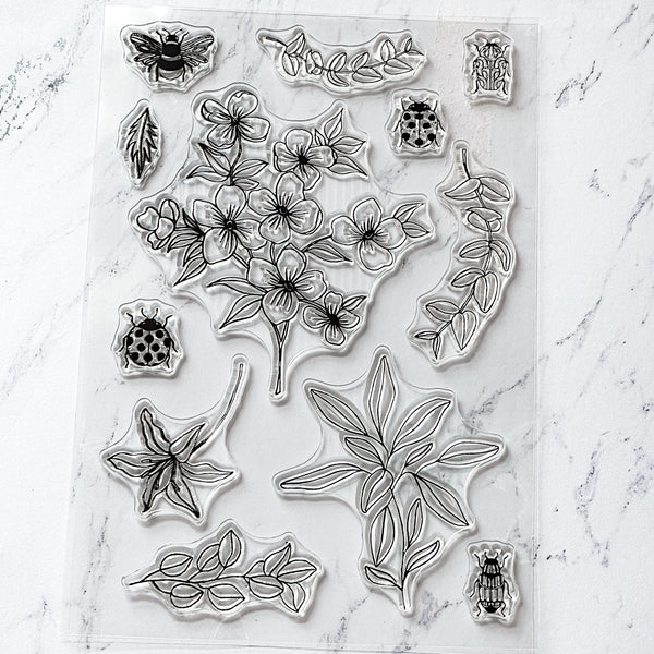 Florals & Tiny Insects Ink Stamp