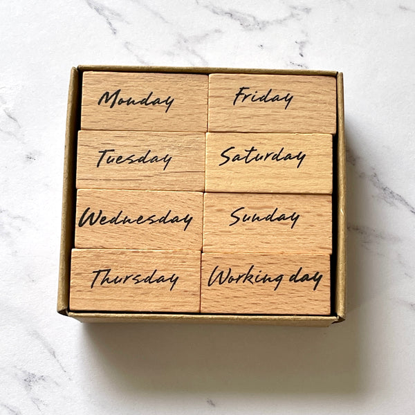 Days of the Week Wood Block Stamps Version 1