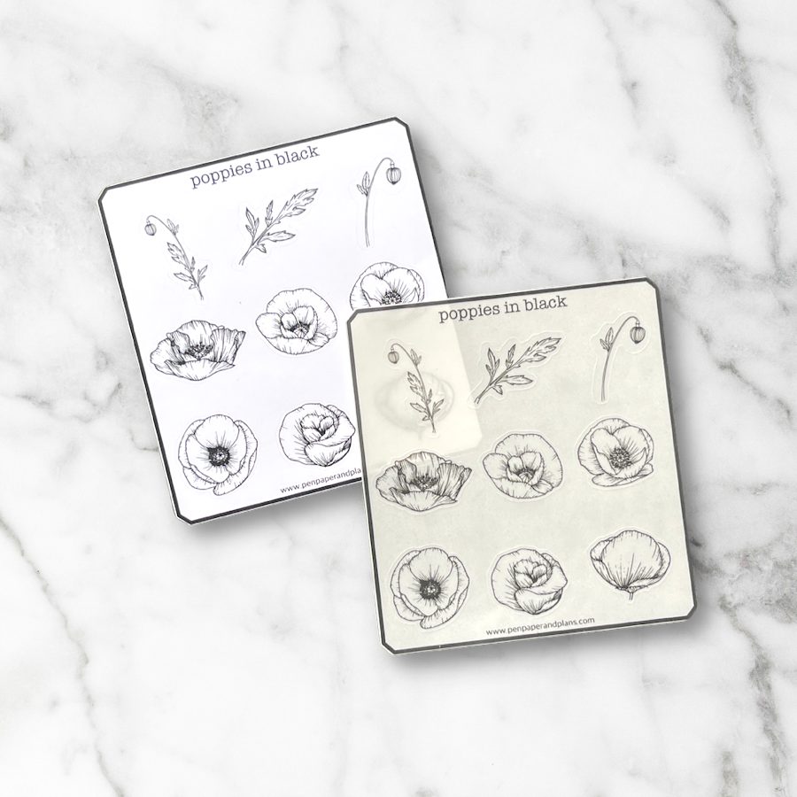 Line Drawn Poppies Sticker Sheet