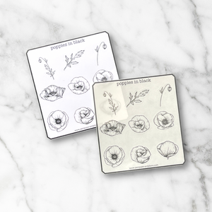 Line Drawn Poppies Sticker Sheet