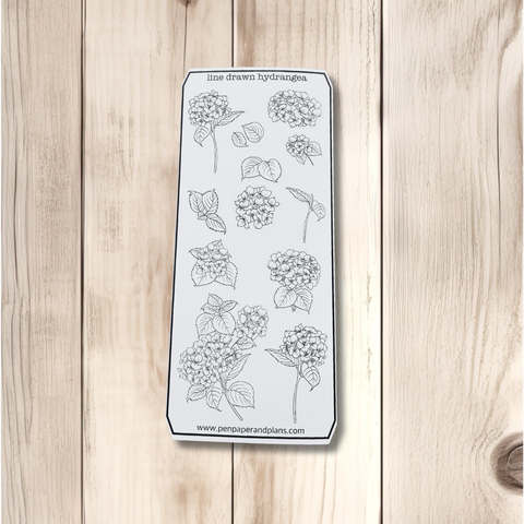 Line Drawn Hydrangea Decorative Stickers