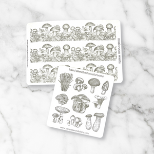 Monotone Mushroom Sticker Sheets