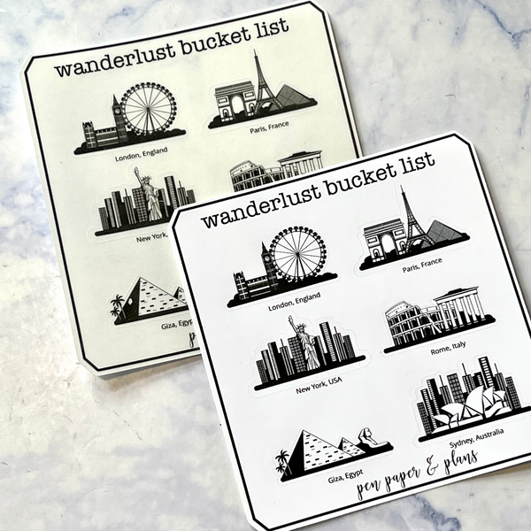 Wanderlust Bucket List Stickers