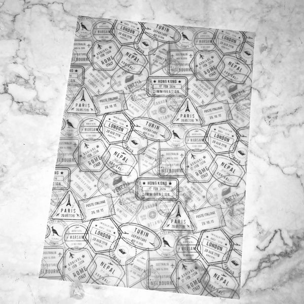 Travel Stamps Vellum Dashboard
