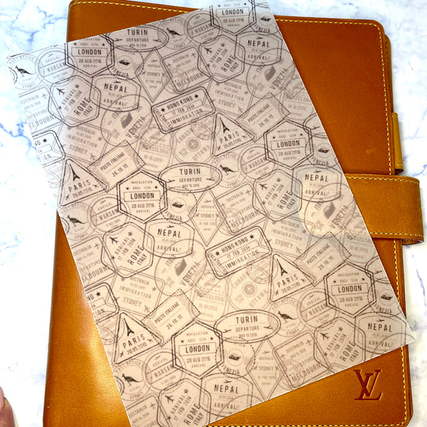 Travel Stamps Vellum Dashboard