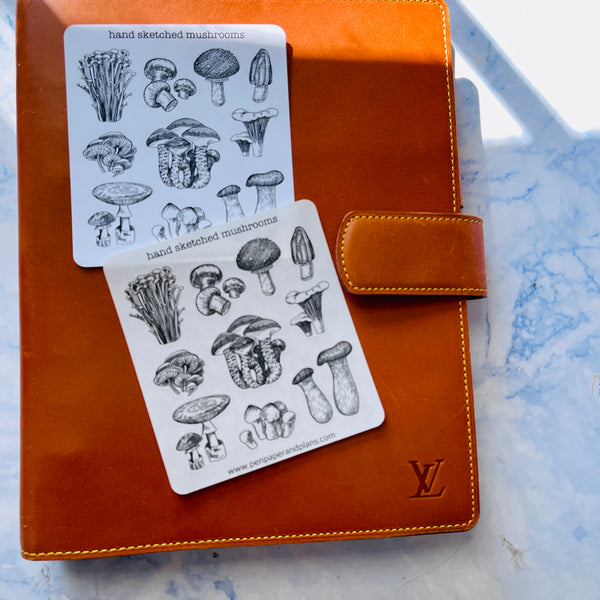 Monotone Mushroom Sticker Sheets