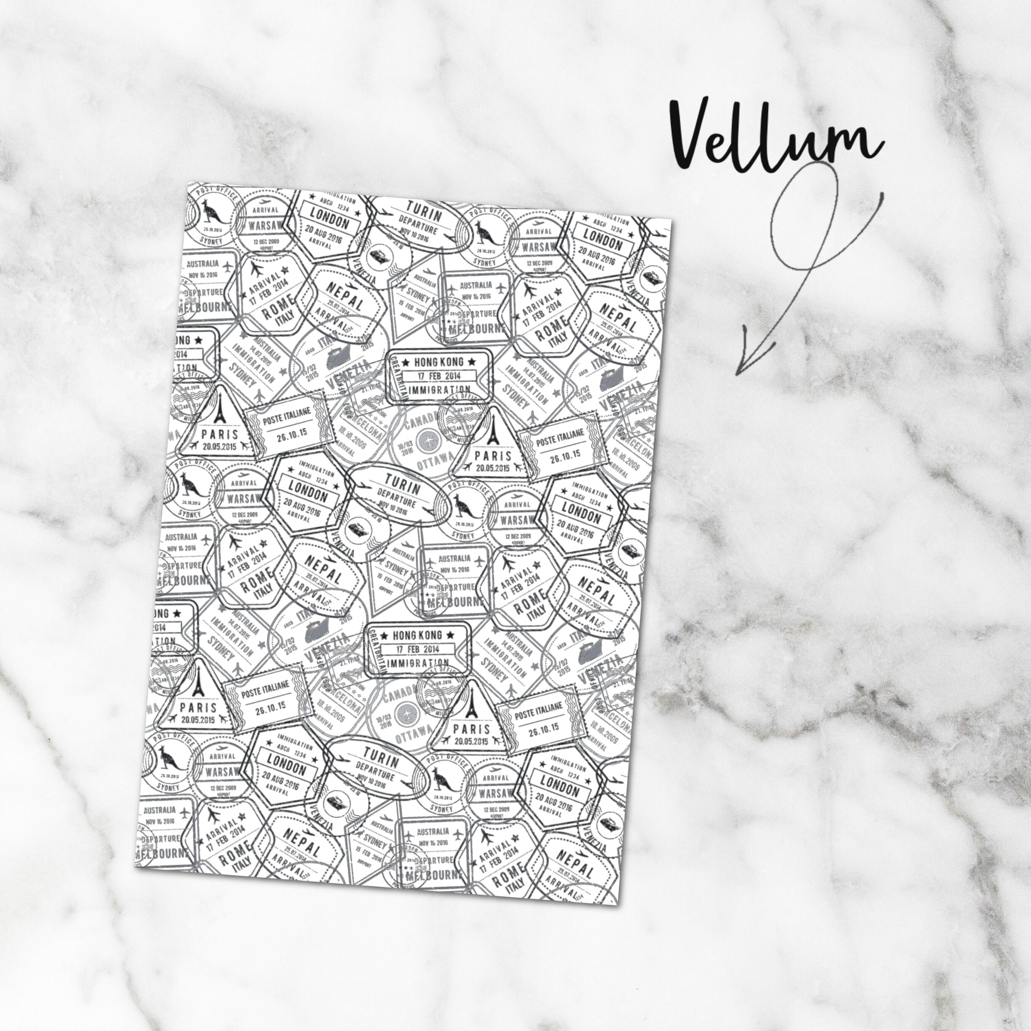 Travel Stamps Vellum Dashboard