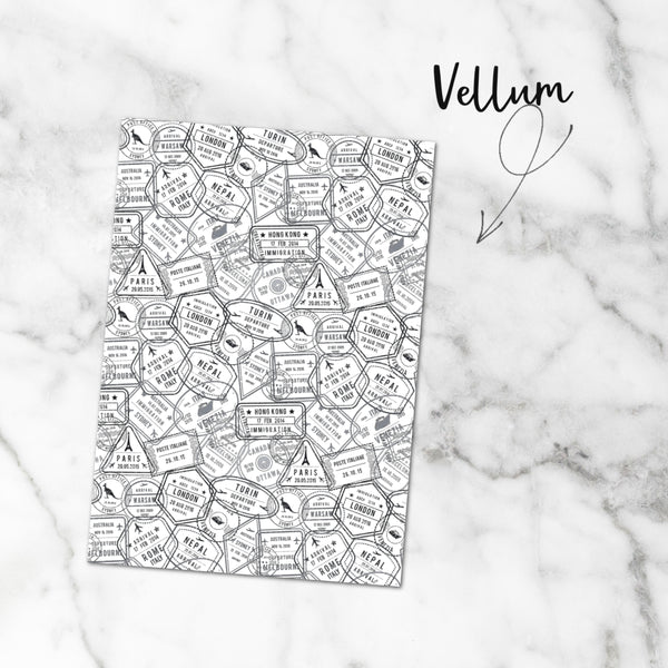 Travel Stamps Vellum Dashboard