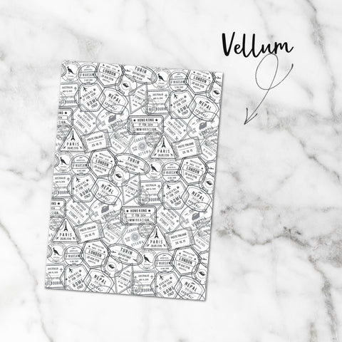 Travel Stamps Vellum Dashboard