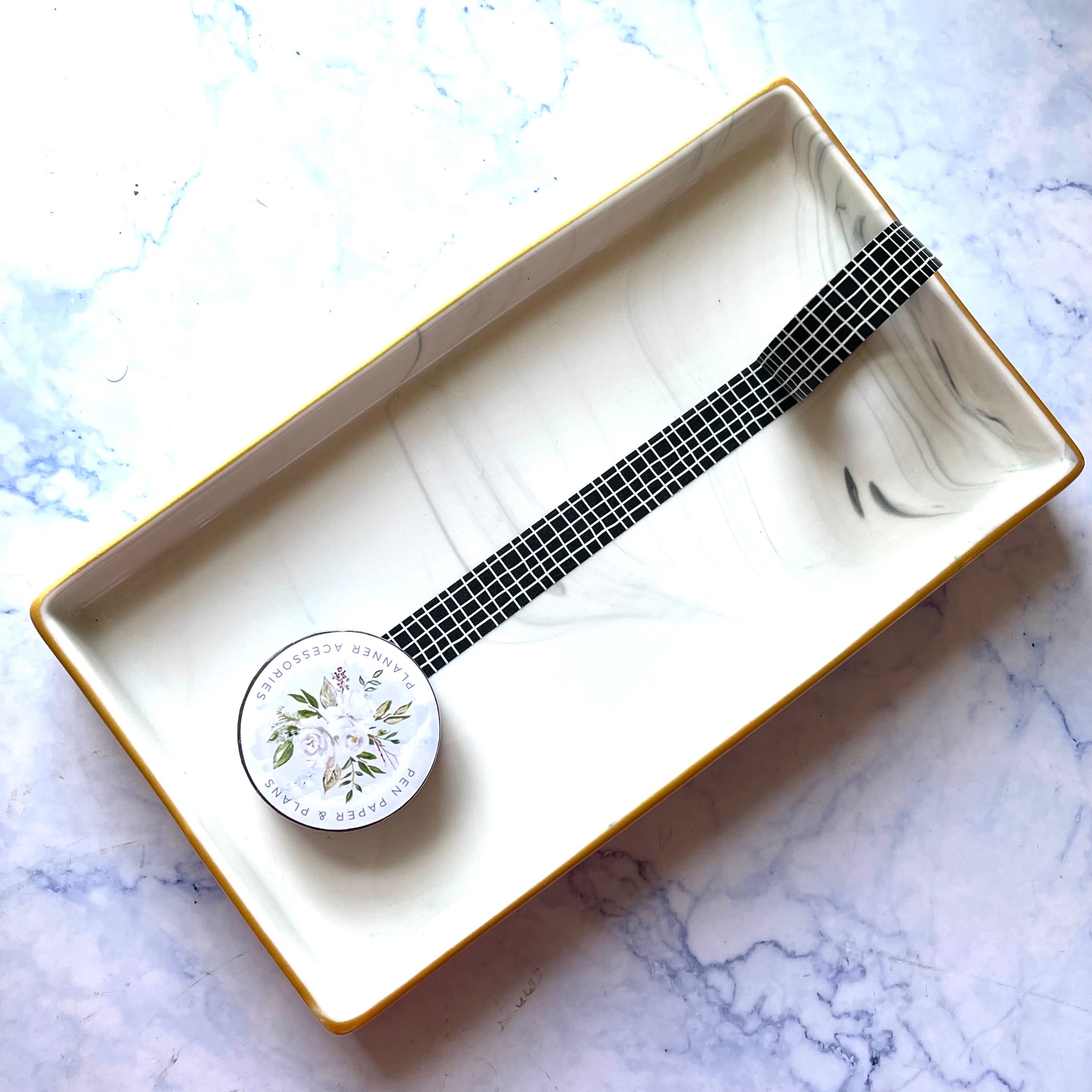 Black Wavy Grid Washi