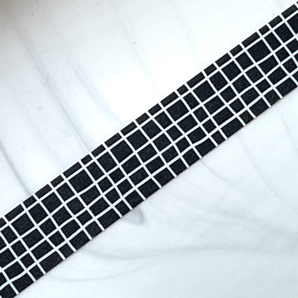 Black Wavy Grid Washi
