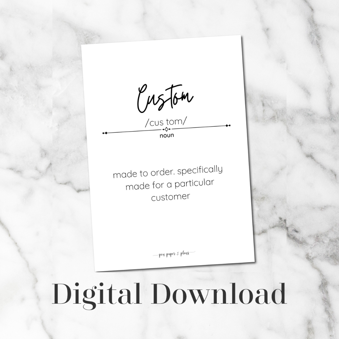 Custom Definition Dashboard Digital Download