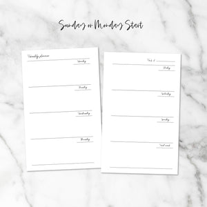Sleek & Chic Horizontal Weekly Inserts
