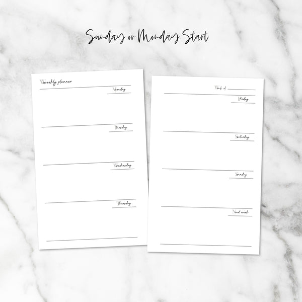 Sleek & Chic Horizontal Weekly Inserts