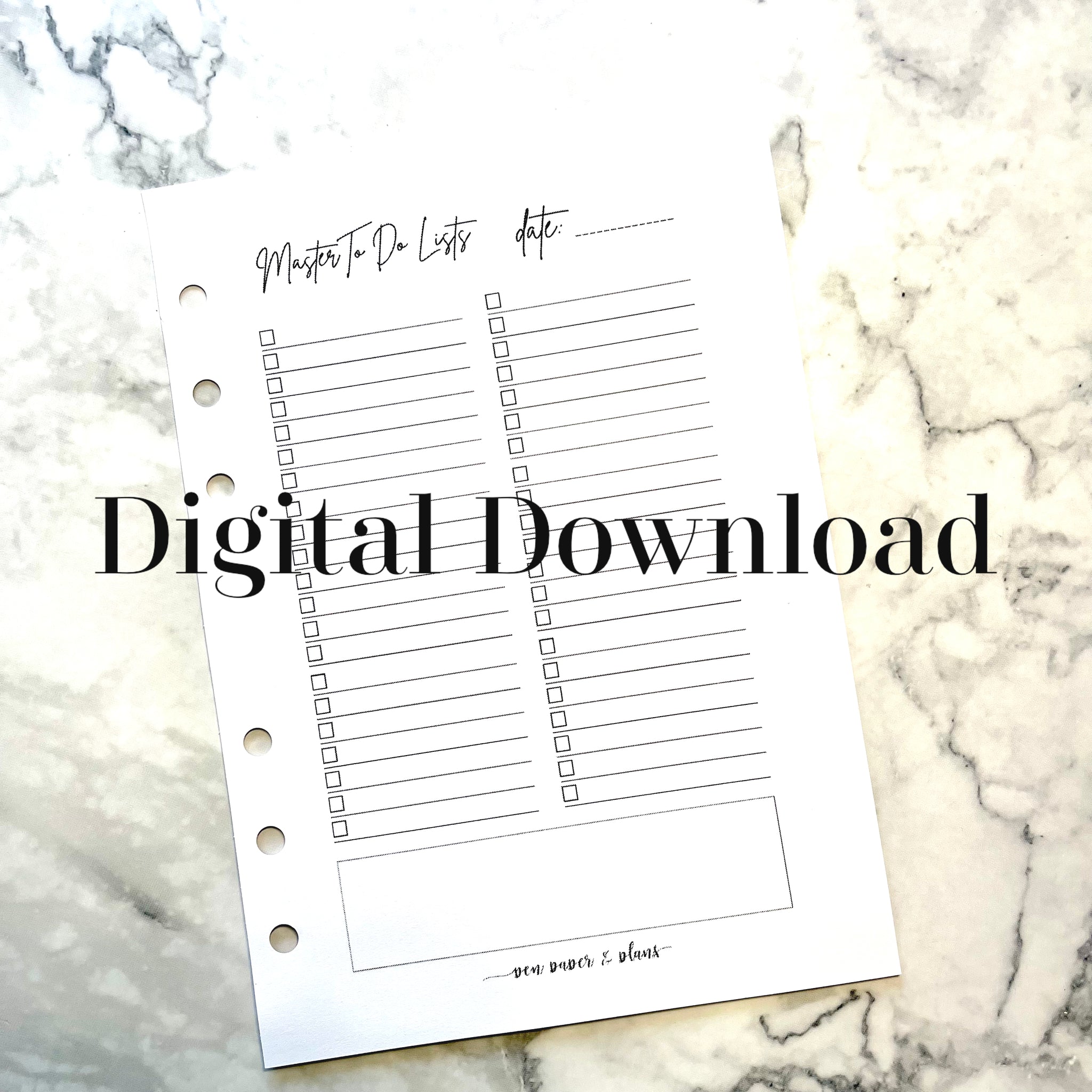 Master To Do List Printable A5