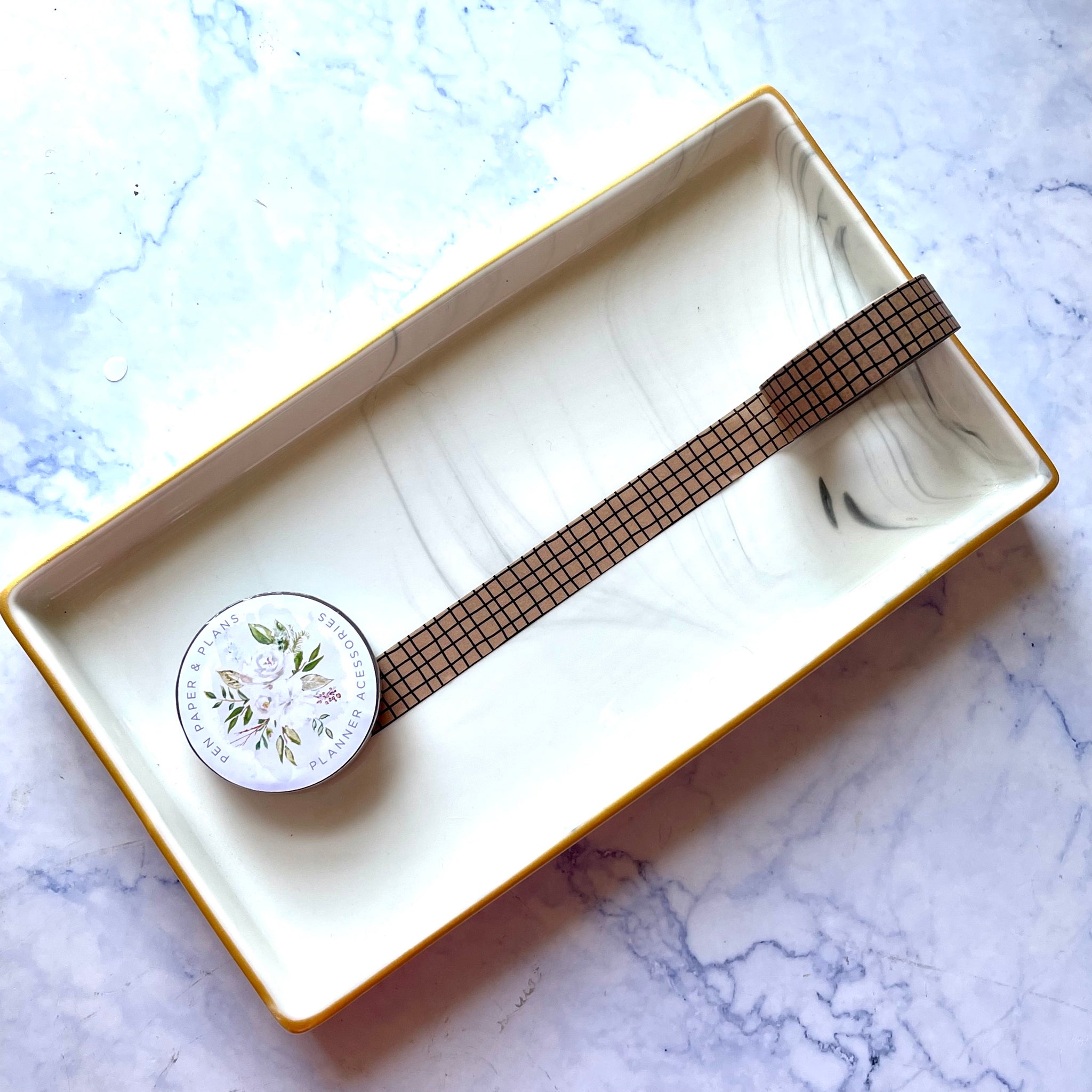 Straw Wavy Grid Washi