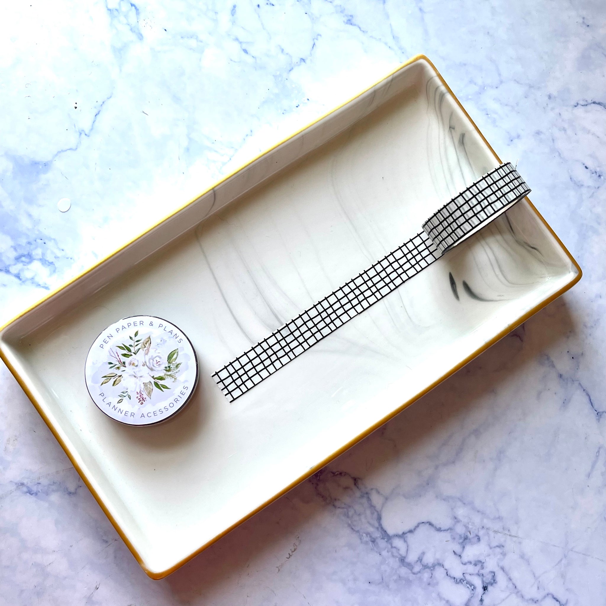 White Wavy Grid Washi